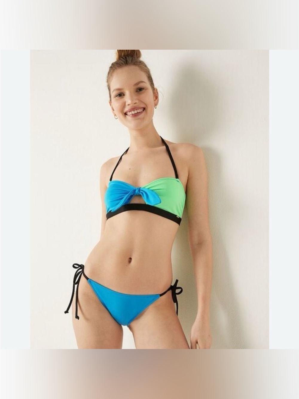NWT Victoria’s Secret XL Colorblock Bandeau Bikini Set Tie Side Swimsuit